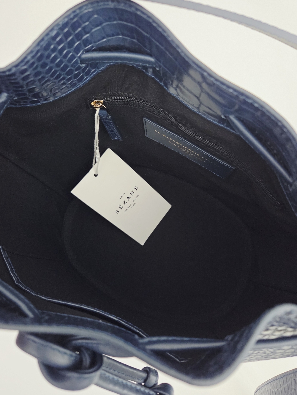NWT SEZANE FARROW BAG - DENIM CROCO - Picture 6 of 9